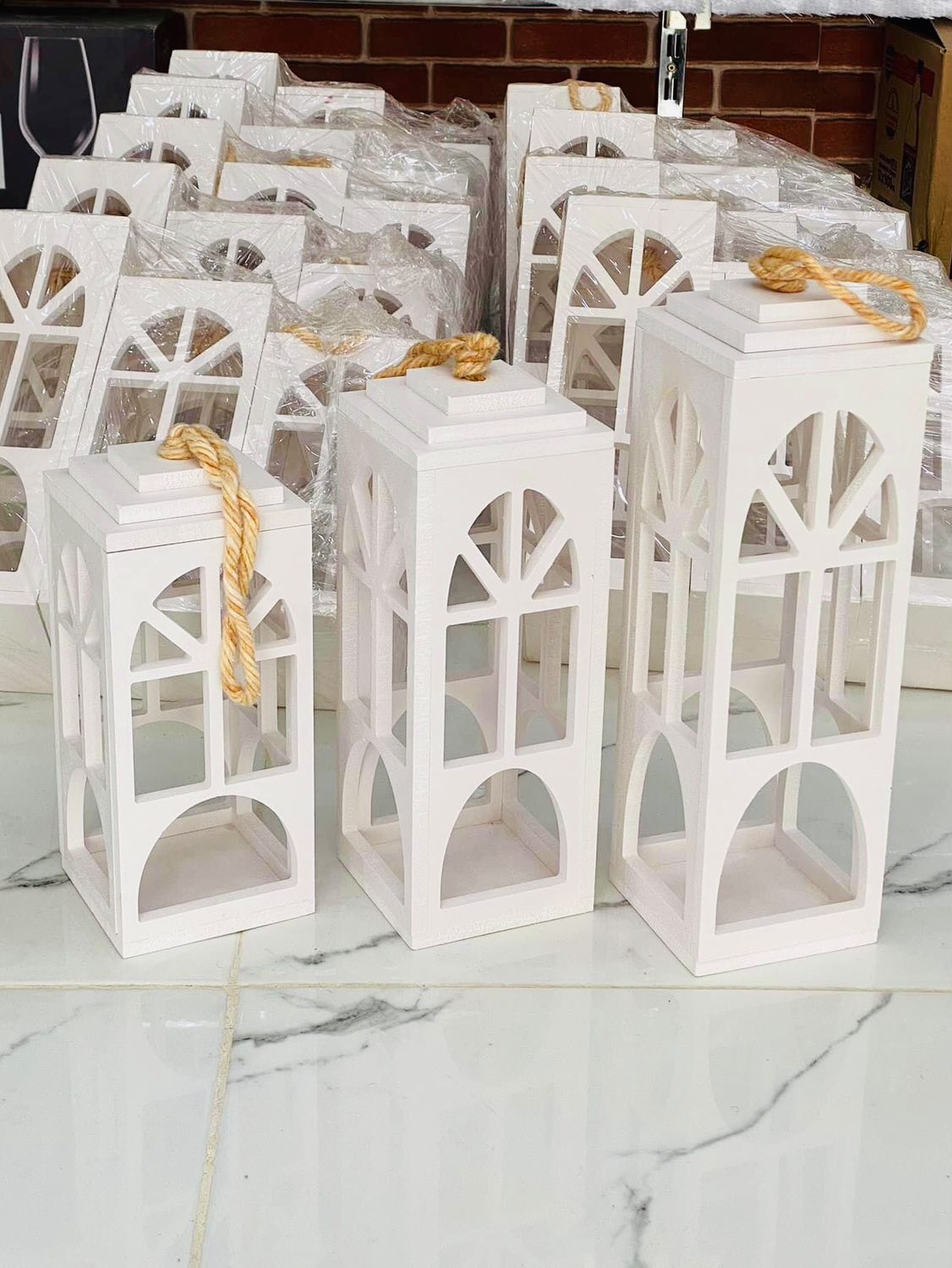 Luxury Set of 3 White Vintage Lanterns | Ramadan and Eid Home Decorations  and Gifts | Indoor and outdoor decor | Romantic Handmade Decoration